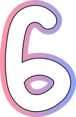cute gradient pink and blue hand drawn number