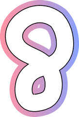 cute gradient pink and blue hand drawn number