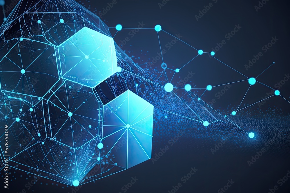 Aufkleber data analysis on a polygonal grid on a blue abstract background. analytical algorithms and their dat