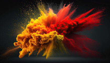 background with colored powders colliding