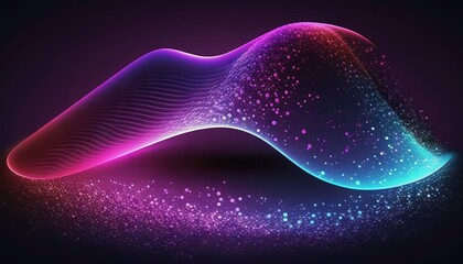  an abstract background with a wave of neon lights on a dark background with a blue and pink glow and a black background with a pattern.  generative ai