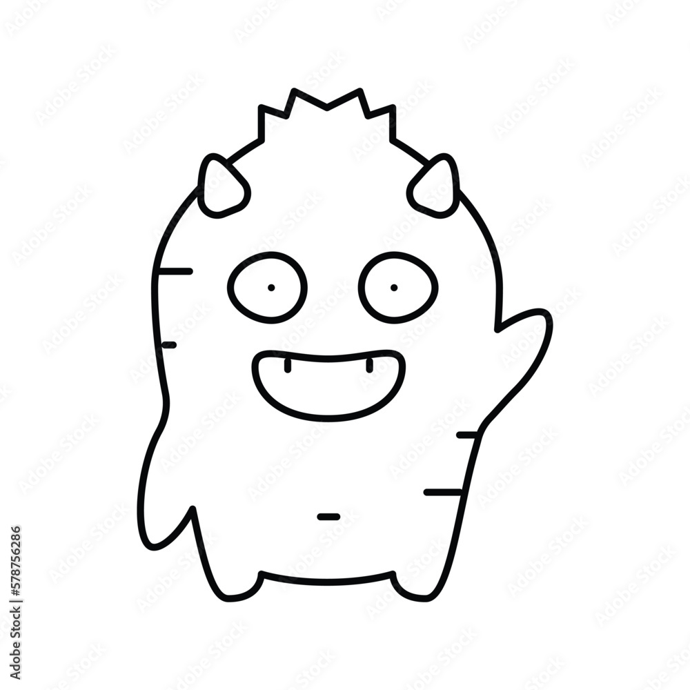 Wall mural fun monster cute line icon vector illustration