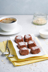 Coconut Oatmeal Chocolate Dessert, Banana Cocoa Vegan Candies