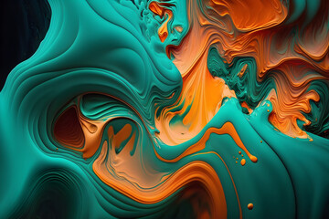 Obraz premium Generative AI illustration fluid art paint abstract splash