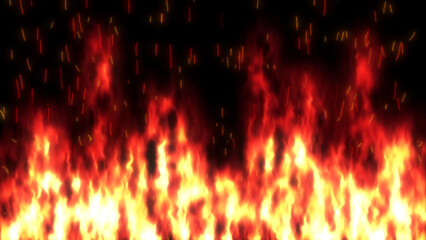 fire flames background, fire and spark on black background, footage fire.