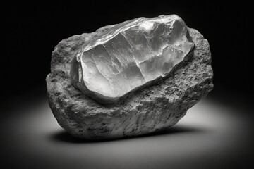 A massive silver nugget, a silver stone of exceptional rarity. High definition gem; a symbol of opulence and sophistication. Mine digging in Mexico. Generative AI