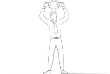 A man gets appreciation for his work. Employee appreciation one line drawing