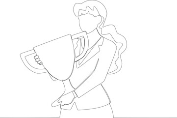 A cup concept with a white design. Employee appreciation one line drawing