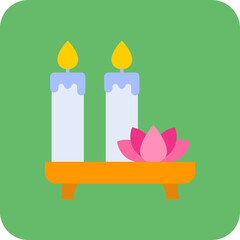 Candle Multicolor Round Corner Flat Icon