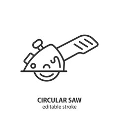 Circular saw line icon. Power tool outline vector symbol. Editable stroke.