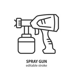 Spray gun line icon. Electric tool vector outline symbol. Editable stroke.