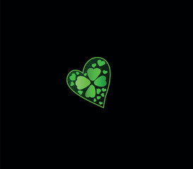 A clover in a painted heart: A symbol of good luck and love. The four leaves represent faith, hope, love, and luck.