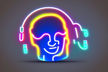 Glowing neon line Video chat conference icon isolated on black background. Online meeting work form home. Remote project management. Vector - generative ai