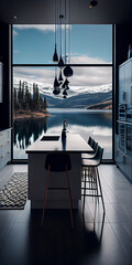 Modern lakeside kitchen