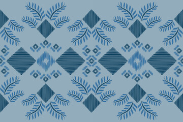 Ethnic Ikat fabric pattern geometric style.African Ikat embroidery Ethnic oriental pattern sky blue background. Abstract,vector,illustration.For texture,clothing,wrapping,decoration,carpet.
