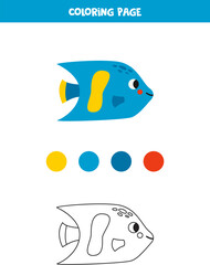 Color cute angel fish. Worksheet for kids.