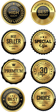 gold badge labels premium quality