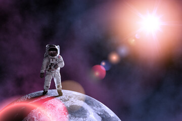 Astronaut at the spacewalk on the moon. This image elements furnished by NASA.