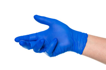 Unrecognizable hand of person in medical glove