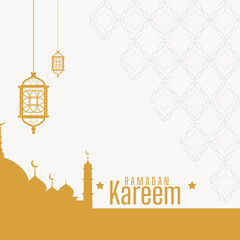 Ramadan kareem arabic golden banner design template with islamic lanterns