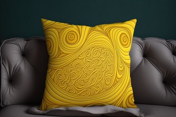 Yellow Decorative Throw Pillow Cushion for Sofa. Generative AI