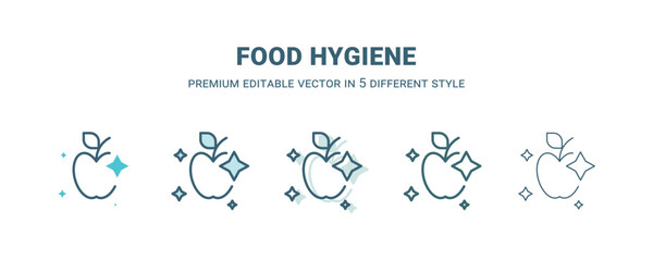 food hygiene icon in 5 different style. Outline, filled, two color, thin food hygiene icon isolated on white background. Editable vector can be used web and mobile