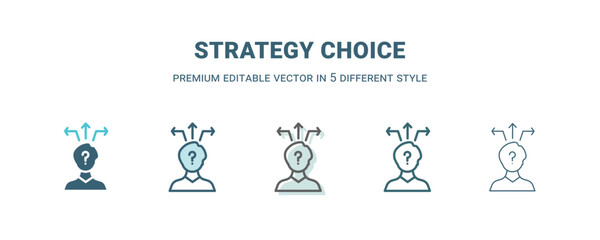 strategy choice icon in 5 different style. Outline, filled, two color, thin strategy choice icon isolated on white background. Editable vector can be used web and mobile