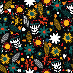 seamless floral pattern background, Colorful, vibrant stylish pattern design for textile and apparel printing,