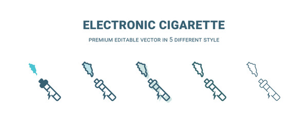 electronic cigarette icon in 5 different style. Outline, filled, two color, thin electronic cigarette icon isolated on white background. Editable vector can be used web and mobile