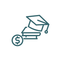 scholarship icon. Thin line scholarship icon from distance learning collection. Outline vector isolated on white background. Editable scholarship symbol can be used web and mobile