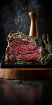 Steak  on a plate created with Generative AI Technology