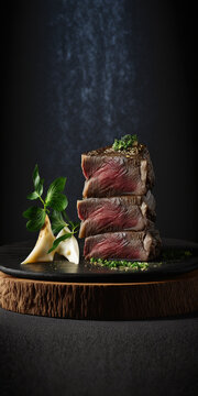 Steak  on a plate created with Generative AI Technology