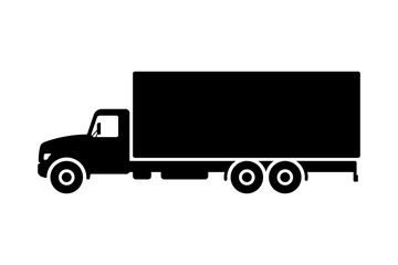 Truck icon. Black silhouette. Front view. Vector simple flat graphic illustration. Isolated object on a white background. Isolate.
