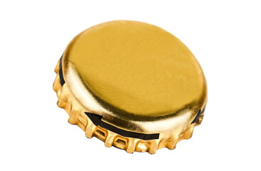 Yellow bottle cap on white background
