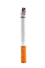 Burning cigarette on white background