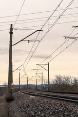 Fototapeta na wymiar railroad tracks sunset