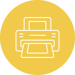 Printer Multicolor Circle Line Inverted Icon