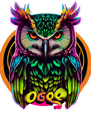 Colorful owl png transparent background Generative AI