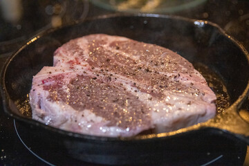 Ribeye on cast iron skillet
