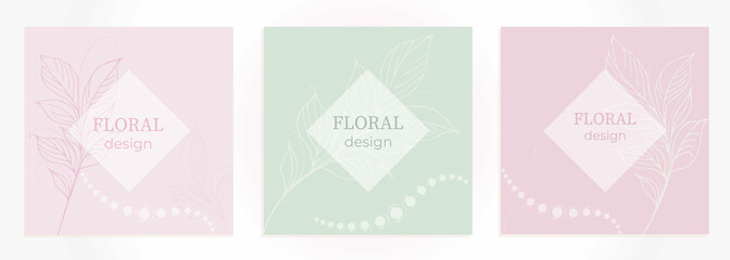 Elegant frame, background, floral wreath, circular monogram with hand drawn wild herbs and flowers. Unique botanical illustrations for invitation or wedding decor, logo, label, branding