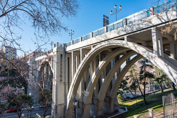 Viaduct of Madrid in the street Segovia of great height from where there were many suicides in the past, Madrid.