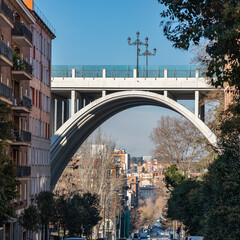 Viaduct of Madrid in the street Segovia of great height from where there were many suicides in the past, Madrid.