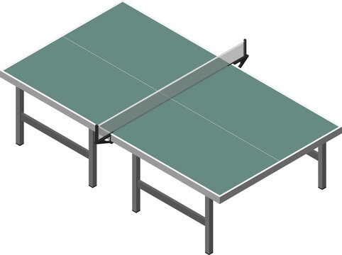 Isometric ping-pong table.Table tennis illustration.