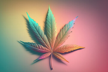 trendy 3d modern pastel color marijuana cannabis leaf made by generative ai