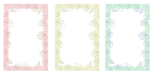 cute exotic monstera leaves foliage banner border