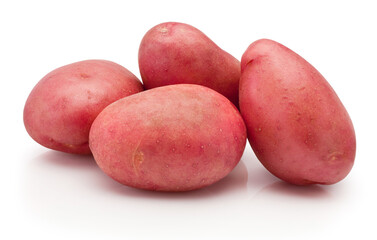 Raw red potato vegetables isolated on white background