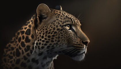 Fototapeta na wymiar a close up of a leopard's face on a black background. generative ai