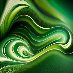 abstract complex swirl gradient green wave, generative art by A.I