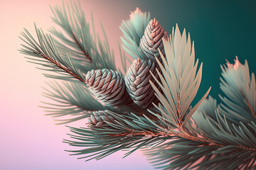 pine needles with a pastel backdrop made by generative ai