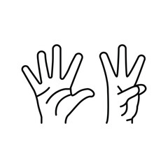 eight number hand gesture line icon vector illustration